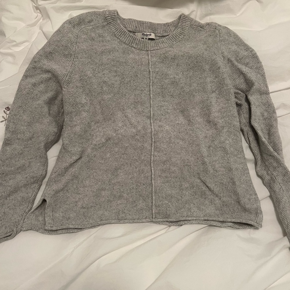 Light gray Madewell cotton blend textured sweater